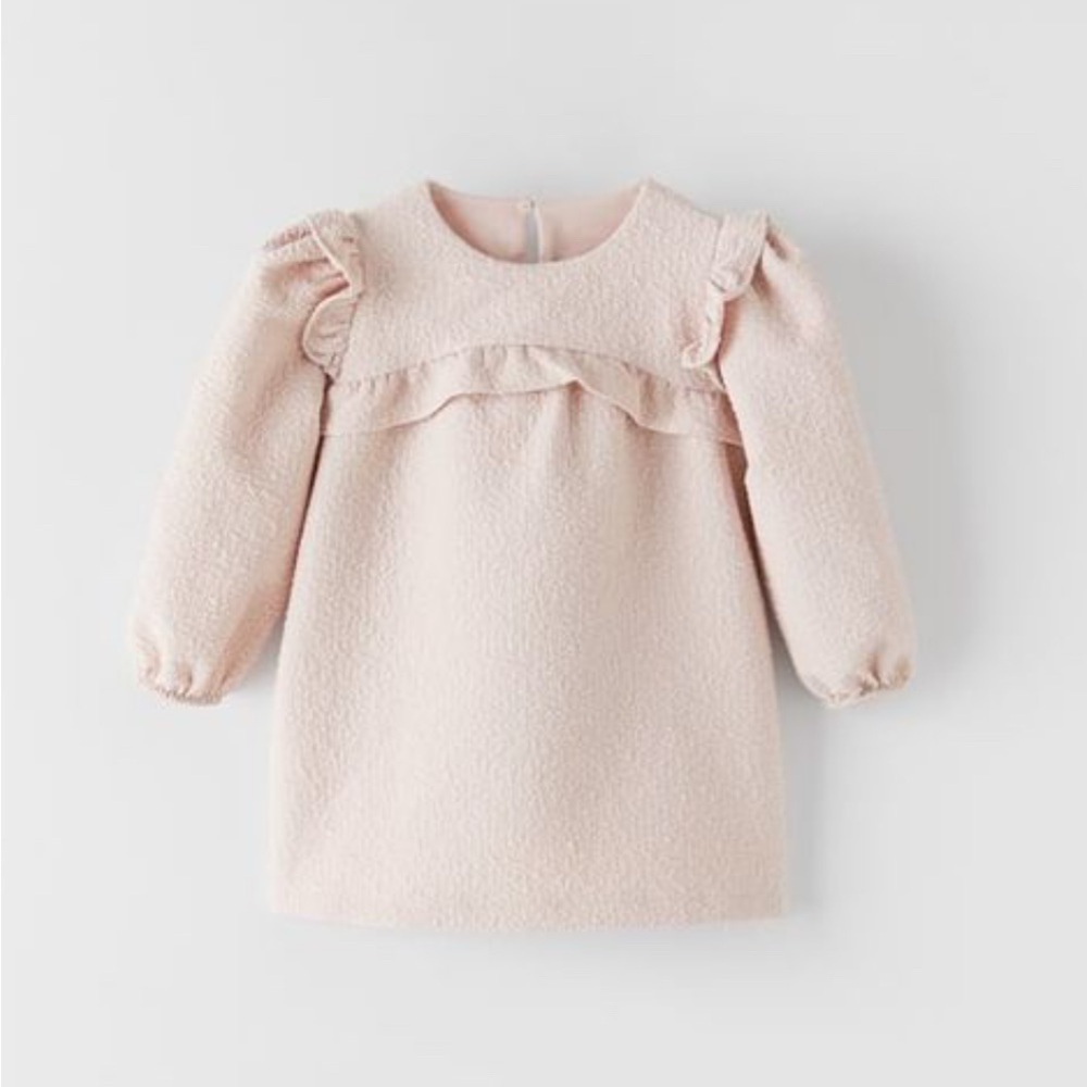 Zara Pink Ruffled Puff Sleeve Dress